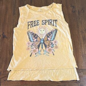 Cleo+Wolf Yellow 'Free Spirit' Graphic Tank Top